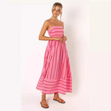 Zingj Spring And Summer Striped Suspenders Open Back Big Clear Fresh Air