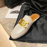 Summer Flat Mules Closed Toe Women's Half