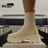 2022 spring New Couple Socks Shoes Women Thick-soled Casual Large Size Net Red Knitted Short Boots Women platform