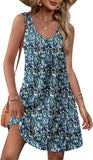 Summer Beach Loose V-Neck Sleeveless Pocket Dress