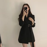 Red Small Suit Medium Long Chic Retro Belt Korean Version 2025 Casual Temperament White Suit Jacket