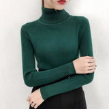Casual Solid High Collar Jersey Punto Mujer Turtleneck Slim Vintage Jumper Soft Pull Femme Winter White Knitted