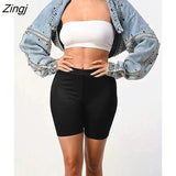 Casual Fashion Women's Denim Jackets New Solid Long Sleeve Turn-down Collar Patchwork Rivet Coat Female Summer 2023