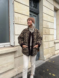 Women's Fashion New Leopard Print Loose Jacket Lamb Wool