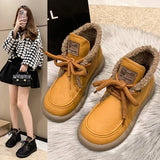 Fur New Women Ankle Snow Boots Comfortable Thick Plush Keep Warm Sneakers Ladies Flock Platform Cotton Shoes Botas