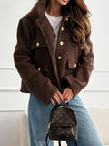 Collar Button Decorating Cashmeat Jacket In Autumn