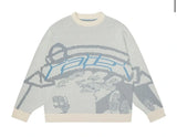 Long Sleeve Jacquard Crew Neck Sweater-Outfit
