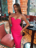 Women Strapless Bodycon Bandage Dress 2022 New Summer Sexy Sleeveless Backless Celebrity Evening Club Party Midi Dress