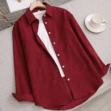 Loose Solid White Shirt Women Korean Casual Long Sleeve Buttons Shirts Spring Turn-down Collar Blouses for Student
