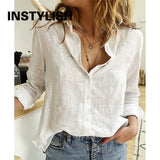 Women Casual Long Sleeve Cotton Linen Shirt Elegant Solid Cardigans Autumn Button Lapel Shirt Loose Oversized Blouse