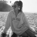 Letter Embroidery Sweatshirt Women Oversized Vintage POLO Collar Casual Pullovers 2020 Autumn New Girls Warm Cotton
