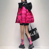 Thick Warm Down Parkas Women Streetweat Print Down Jacket Fashion Harajuku Casual Oversize Coat Winter Hooded