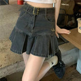 Hot Girl Denim Skirt Women Pleated Skirt Y2k New Summer Fashion Casual High Waist Slim Goth Mini A Word Short Skirt