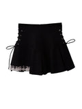 Women's A-line Skirts Bandage Lace Patchwork Kawaii Lolita Mini Skirt Korean Gothic Black High Waist Y2k Harajuku Vintage