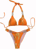 Zingj New Snake Perms Gold Bikini Crystal Diamond Metal Accessories Split Girls Holiday