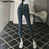Women High Waist Elastic Skinny Denim Pencil Pants Mom Jeans Camisa Feminina Ladies Slim Casual Cropped pants Female
