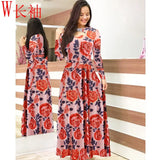 Summer New Elegant Women's Maxi Dress Bohmia Casual Flower Print Robe Fashion Hollow Out Ladies Short Sleeve Dress