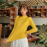 Harajuku Half High Collar Y2k Knitted Sweaters Women Autumn Winter Solid Colors Slim Pullovers Female Casual Korean