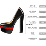 Onlymaker Women's Heels Platform Round Toe Chunky High Heels Office Party Wedding Slip On Block Pumps PLUS Size