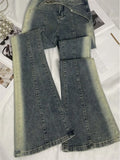 New Elegant Flared Jeans Woman Low Waist Stretch Cotton Denim Pants Vintage Streetwear Y2k Fashion Jean Female