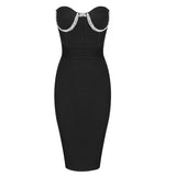New Beading Strapless Bandages Dress Women Sexy Summer Clothes Club Party Celebrity