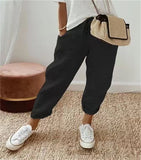 Women Cotton Trousers Pocket Tight Slacks Women's