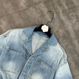 New Arrivals Turn Down Collar Short Sleeve Ripped Holes Tassel Light Blue Denim Playsuits Romper With Belt Women