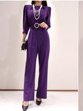 Women Fashion Elegant Office Workwear Casual Jumpsuits Long Pants Jumpsuits Romper With