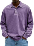 New Men's Casual Long-Sleeved Button-Down Shirt Polo