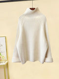 Winter Warm Two Piece Sets Womens Outfit Office Ladies Elegant Turtleneck Knitted Loose Sweater And Woolen Pants Sets