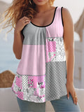 Round Collar Vest New Art Splicing Pattern 3D Digital Printing Sleeveless Women's Folding