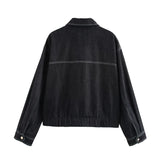 2025 New Set Jacket Jacket Denim Effect Folding Trousers Design