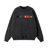 Autumn And Winter New Pure Cotton Water Wash Old Sweater Women In Batik Retro Print Top