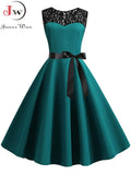 Lace Patchwork Summer Dress Women Elegant Vintage Party Dress Casual Office Ladies Work