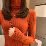 Women Pullover Sweater Soft Slim Elastic Autumn Knitted Jumper Fashion Long Sleeve Korean Ladies Top New
