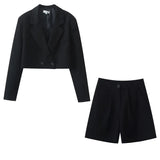 Elegant Ofiice Ladies Tweed White Notched Collar Spring Blazer Za Double Breasted Jacket Women Outerwear Chic Top Crop