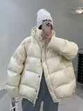 Duck Down Jacket Women Fall Winter 2023 New Long Sleeve Thicken Warm Loose Puff Jackets Chic with Hood Feather