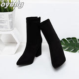 autumn and winter new women's comfortable shallow mouth pointed boots women's zipper simple sweet wild boots