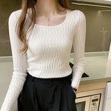 Casual O-Neck Sweater Autumn Winter Slim Sweater Women Solid Knit Ssweaters Pullovers Long Sleeve Soft Femme Jumper