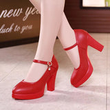 Leather Tip Tip 15CM Catwalk Ultra-High Heel Women's Thick-Sed Waterproof Table Single Shoe With Shallow Model Performance