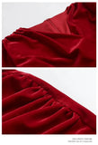 Autumn New V-neck Black Velvet Midi Dresses for Women Korean Elegant Fashion Evening Party Prom Long Sleeve Female