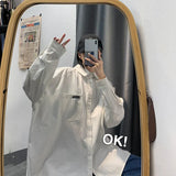 White Purple Shirt Harajuku Oversize Long Sleeve Korean Style Casual Women Blouse Button Up Spring Autumn 2021