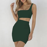 New Ruched Mini Bodycon Dress Summer Women Backless Mini Party Dresses 2018 One Shoulder Sleeveless Sexy