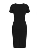 Zippered Short Sleeve Black PU Thighs Open Tight