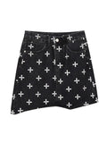 Mini Skirts Womens 2022 Summer Korean Harajuku Print Irregular High Waist Slim A-line Short Jupe Female Basic