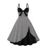 Style 50s Pinup Dress Women Vintage Cocktail Patchwork Red Striped Printed Spaghetti Straps 1950s Rockabilly Party