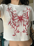 Butterfly Print White Crop Top- Outfit