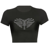 Zingj Summer Sternum Love Hot Drill Women's Jacket Street Trend Slim Crop T-Shirt