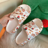for women Bathroom Slippers Smile Bear Pattern Antislip House Zapatillas Casa Salle de Bain Flat Shoes