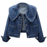 Large Collar Denim Jacket- Outfit